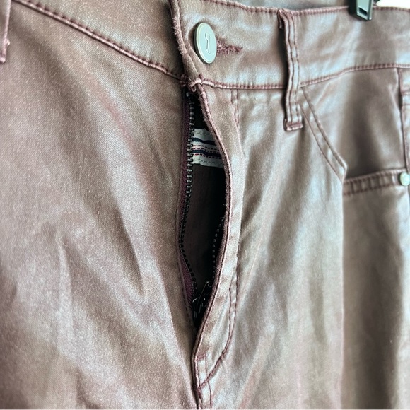 Anthro | Pilcro and the Letterpress Script Coated Lace Up Ankle Pants Wine - Picture 9 of 16